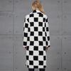 2025 New Faux Fur Coat Women's Mid To Long Black and White Checkered Women's Coat