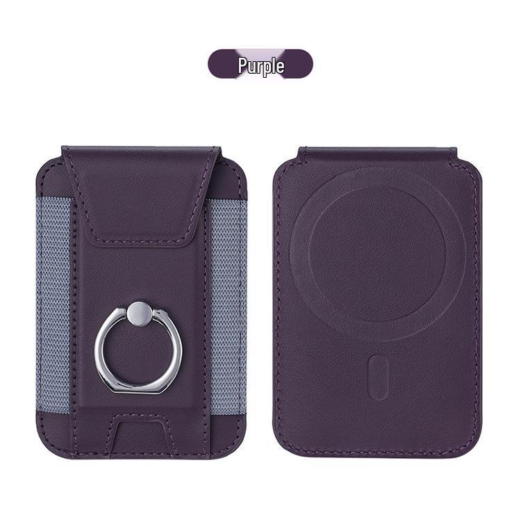 Magnetic Card Holder with Finger Ring & Elastic Band for iPhone 12/13/14/15 Magsafe