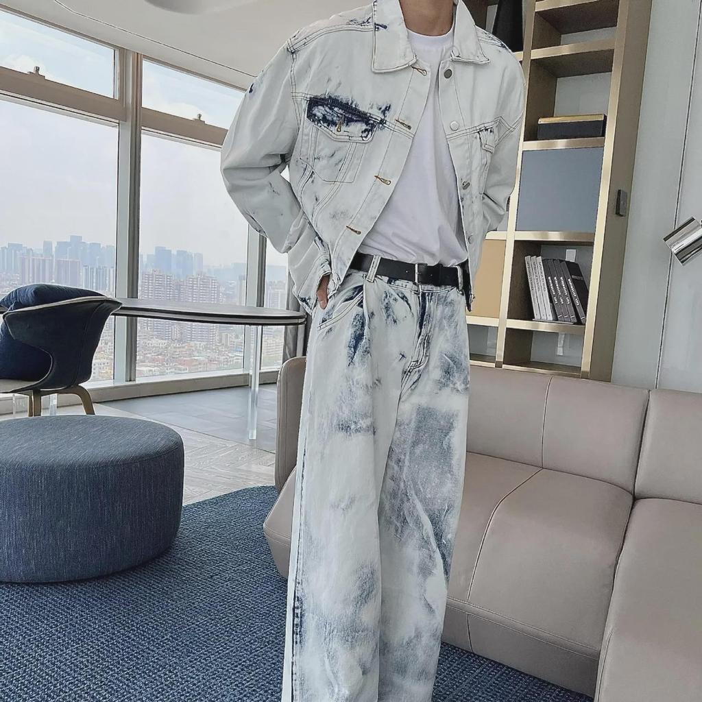 2023 Herr Höst Lös Ledig Tvådelad Kostym: Trendig jacka och byxor i stora storlekar