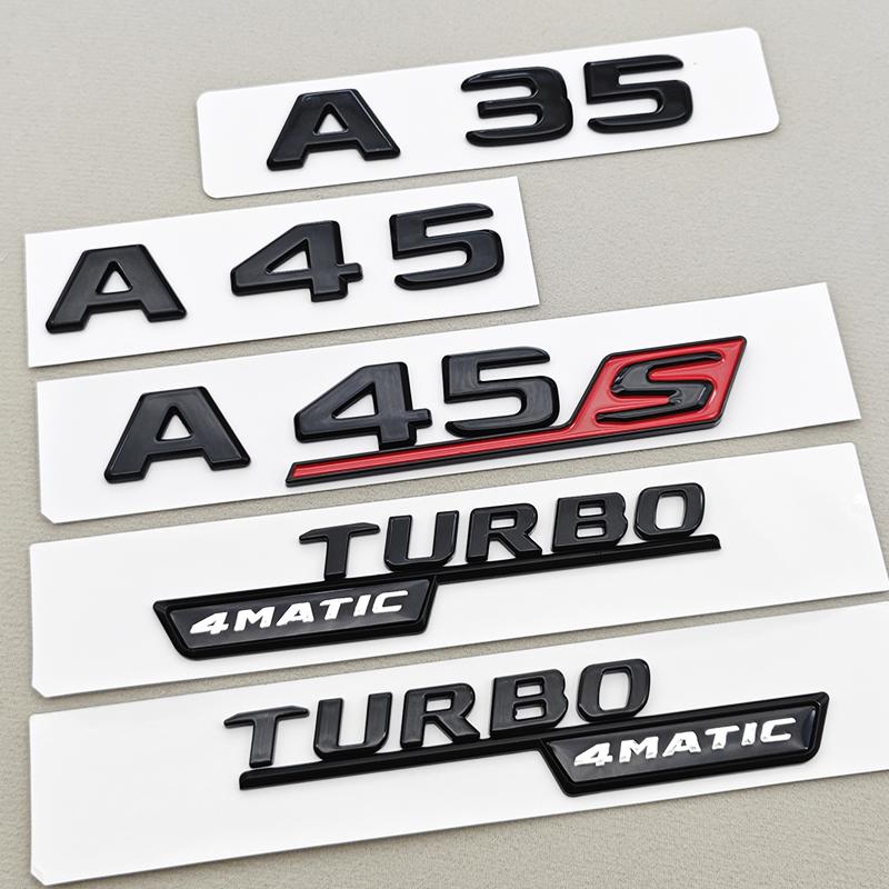 3D ABS Sticker Car Logo A35 A45 A45S Letter Rear Trunk Emblem Nameplate For Mercedes Benz A Class A35 A45 A45S W177 W176 V177
