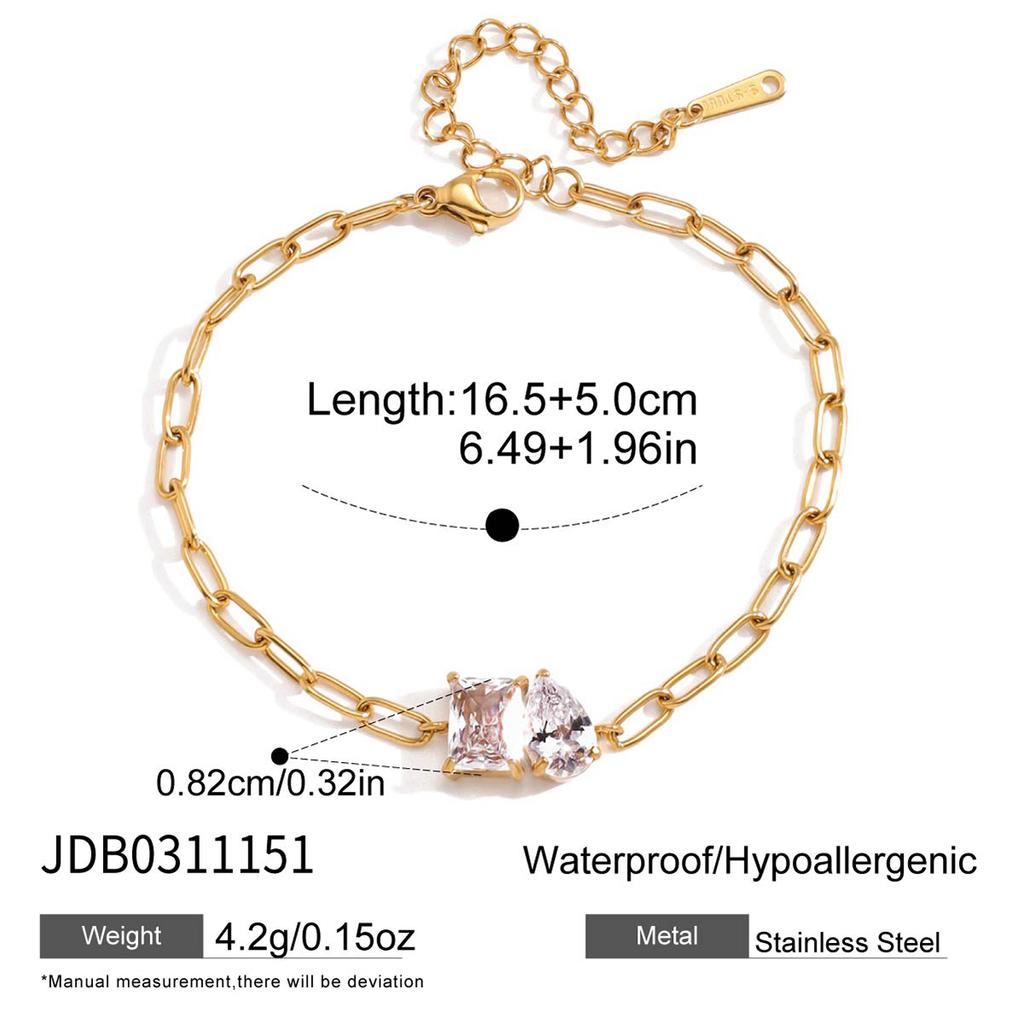 Youthway Delicate Zircon Tennis Bracelet For Women Minimalist 18K Gold PVD Plated Stainless Steel Bracelet Fashion Jewelry Gift