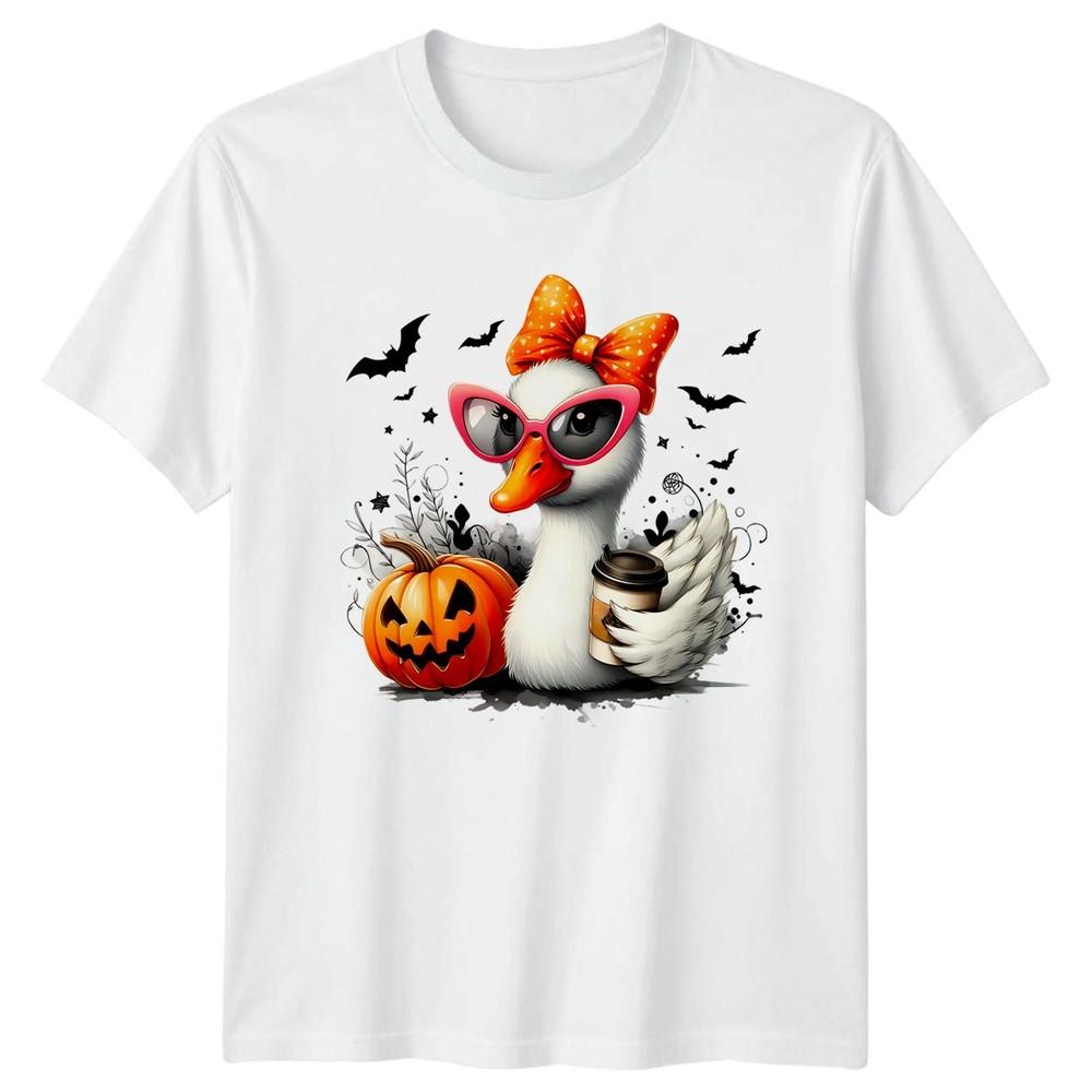 Halloween Duck Pumpkin Holidays Unisexs Unisexs Graphic Tee Fall Season S
