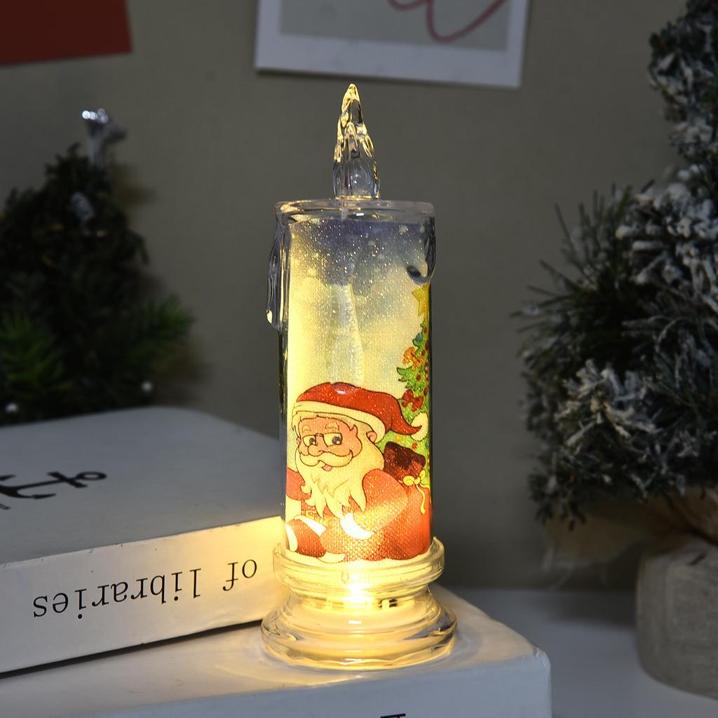 Christmas Simulation Candle Lights, Printed LED Electronic Candles, Festival Atmosphere Decor Ornaments