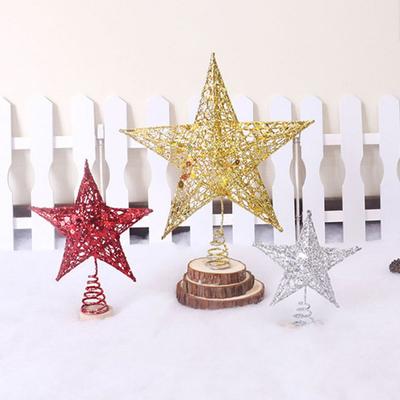 Christmas Tree Top Star Decorations Glitter Iron Merry Christmas Five-Pointed Star Decorations For Home 2025 Navidad New Year