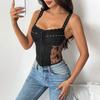 French Sexy Suspender Lace Ins Style Patchwork See Through Women’s Vests & Waistcoats