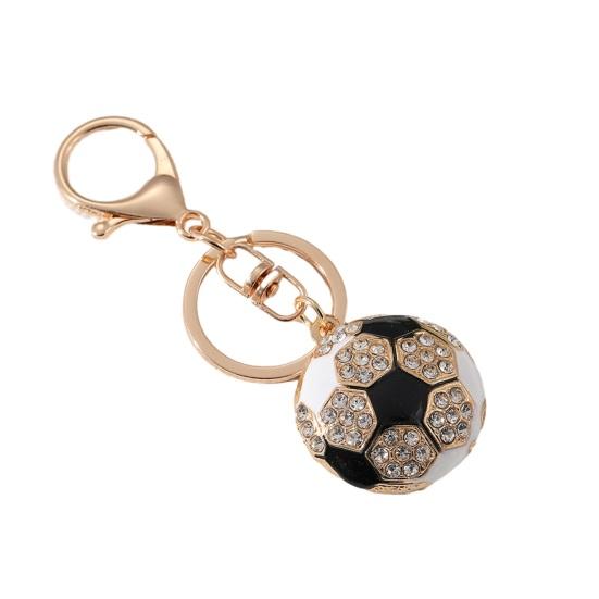 Keychain Pendant Rhinestones Football Inlaid Chain with Design Key Enamel Finish Lobster белый