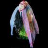jijijing Rose Headband, Blood-Stained Veil Halloween Zombie Bride Headpiece, One-Piece Design Breathable Mesh Hair Hoop for Haunted House Cosplay