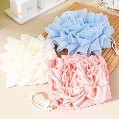 2-In-1 Bath Ball Towel Loofah With Drawstring Closure For Soap Soft Exfoliating Mesh Shower Sponge Skin Care Bathing Tool
