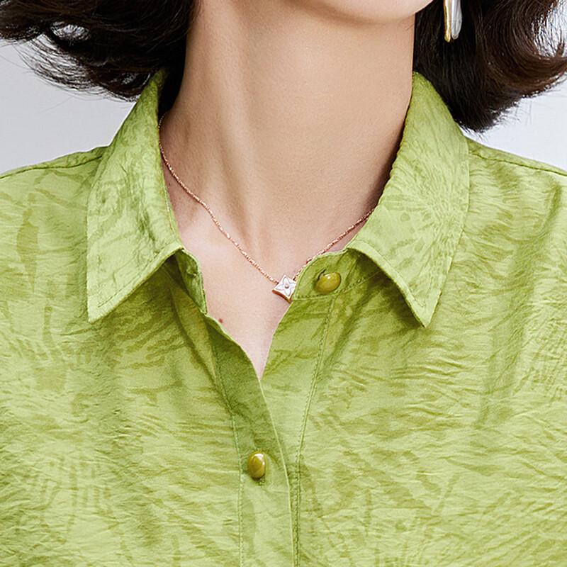 Pasite Damen Sommer Locker Geschnittene Bluse mit Kragen und Halbarm