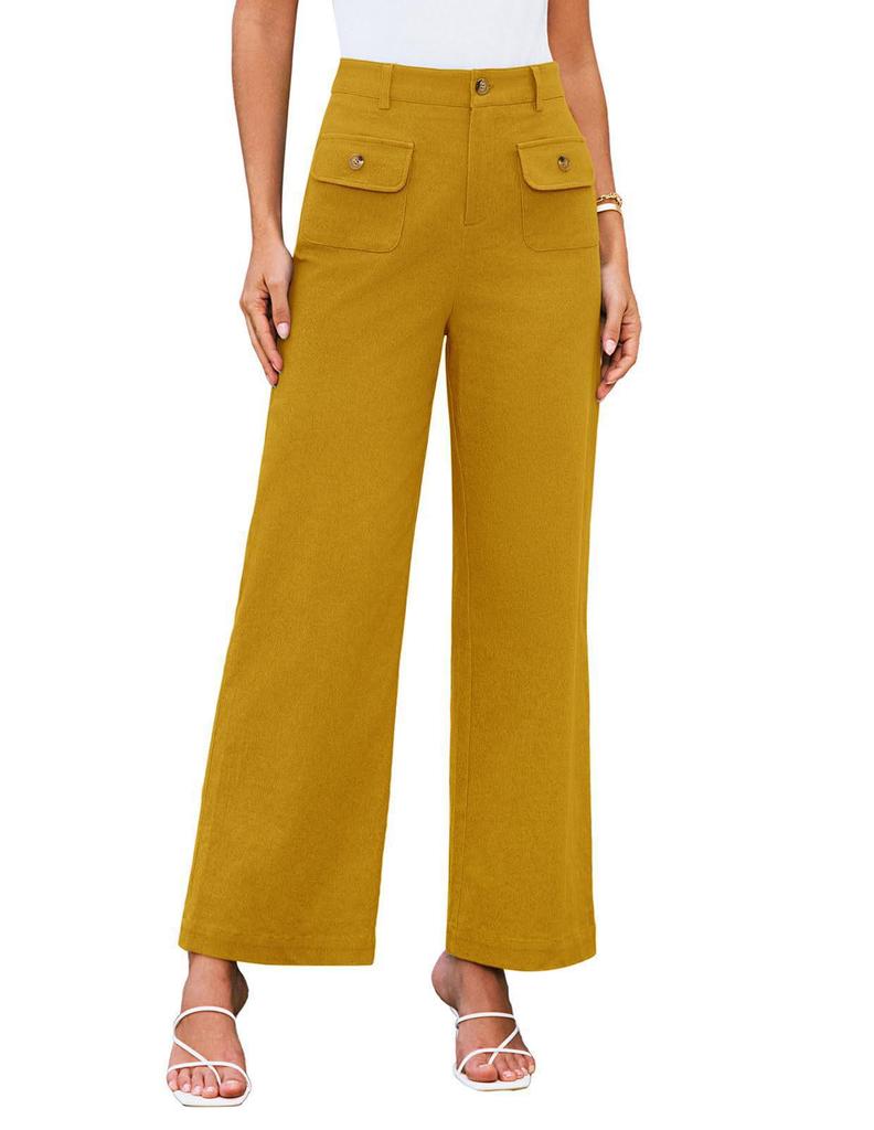 2025 Women's High Waist Wide Leg Stretch Trousers with Pockets - Formal Casual Pants