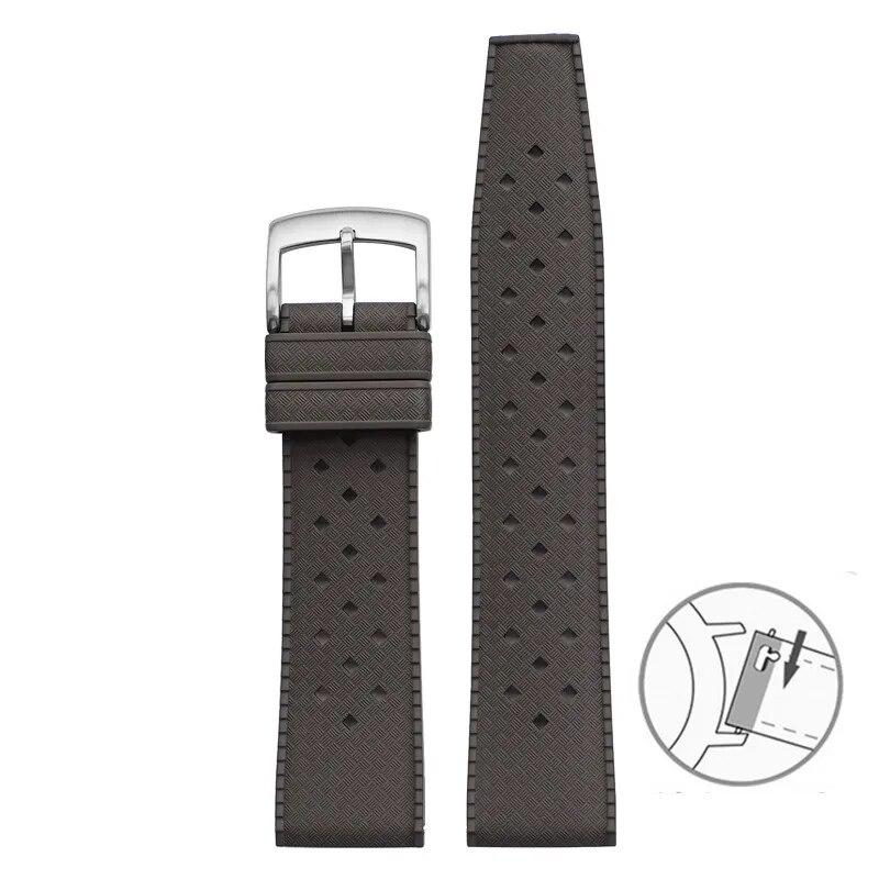 Fluorkautschukarmband, 20 mm, 22 mm, Schnellverschluss, sportlich, wasserdicht, atmungsaktiv, Löcher, FKM-Fluorkautschuk-Ersatzarmband für Männer und Frauen