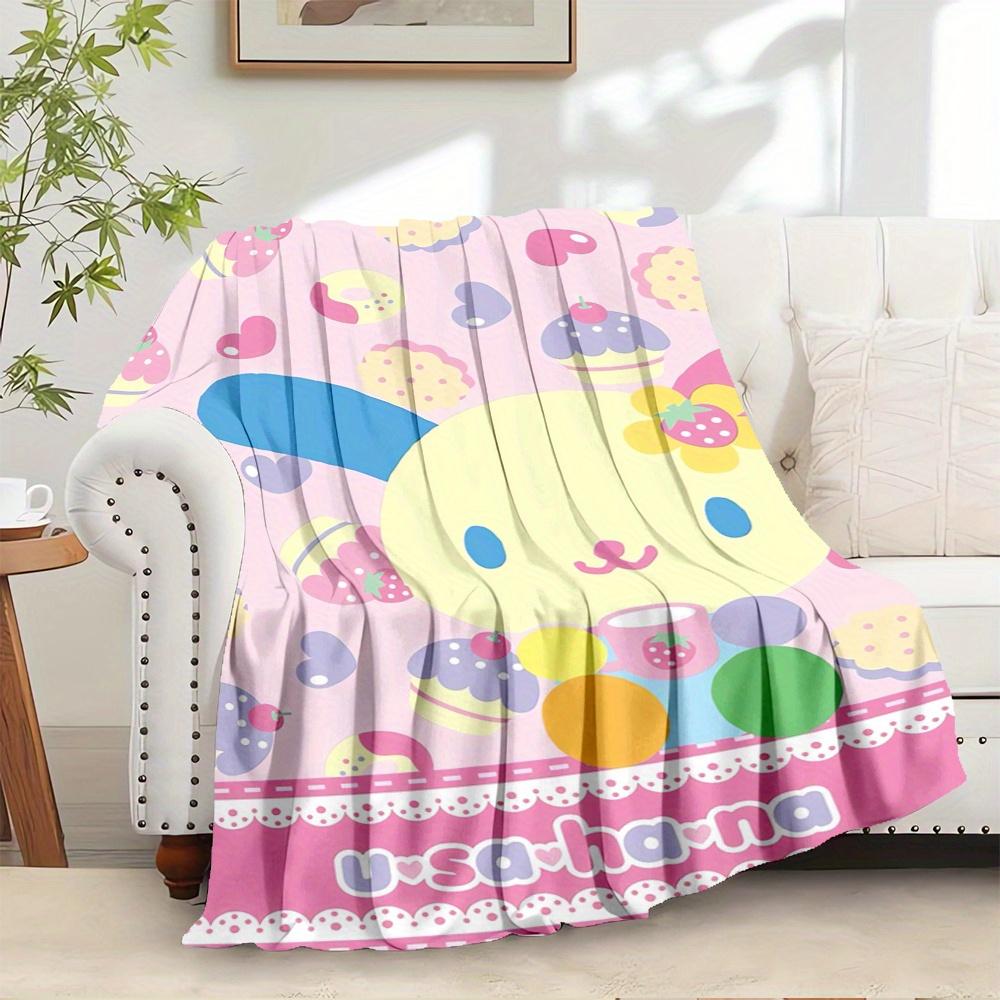 

1pc Flannel Bunny, Pastel, usahanaThrow Blanket, Cartoon Truck Pattern Printed Blanket, Warm Cozy Soft Blanket For Couch Bed Sofa Car Office 130x150cm