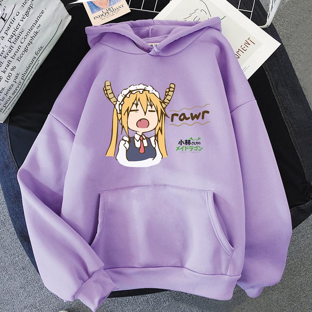 Kanna Kamui Hoodie Long sleeve Cute Kawaii Kobayashi san Chi no Maid Dragon Sweatshirts Unisex Pullover Graphic Hoodies Tracksuit Joom