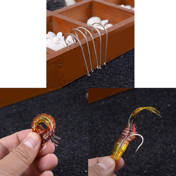 10pcs Simulation Shrimp Fishing Lures Shrimp Lures Rig Fishing Jigs with Hook for Trout Silicone Artificial Baits