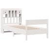 Solid Wood Bed with Shelf Without Mattress White 75x190 Cm Pine
