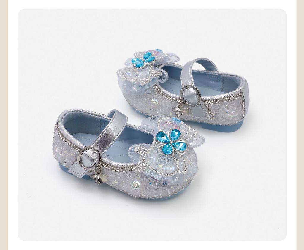 Spring 2026 Korean Style Baby Crystal Bowknot Soft Sole Flats