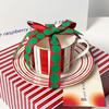 High Value Striped Coffee Cup Saucer Set Cup High End Ceramic Mug Exquisite Coffee Cup