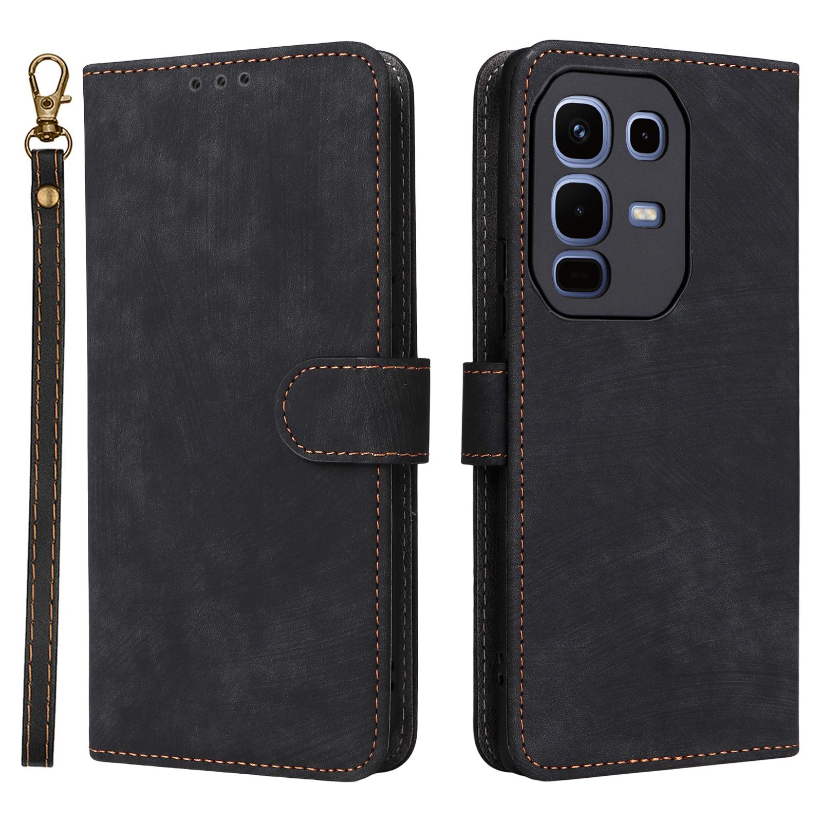 

For Infinix Note 50s 5G X6870 Case Wallet RFID Blocking PU Leather Phone Cover Stand with Strap Black