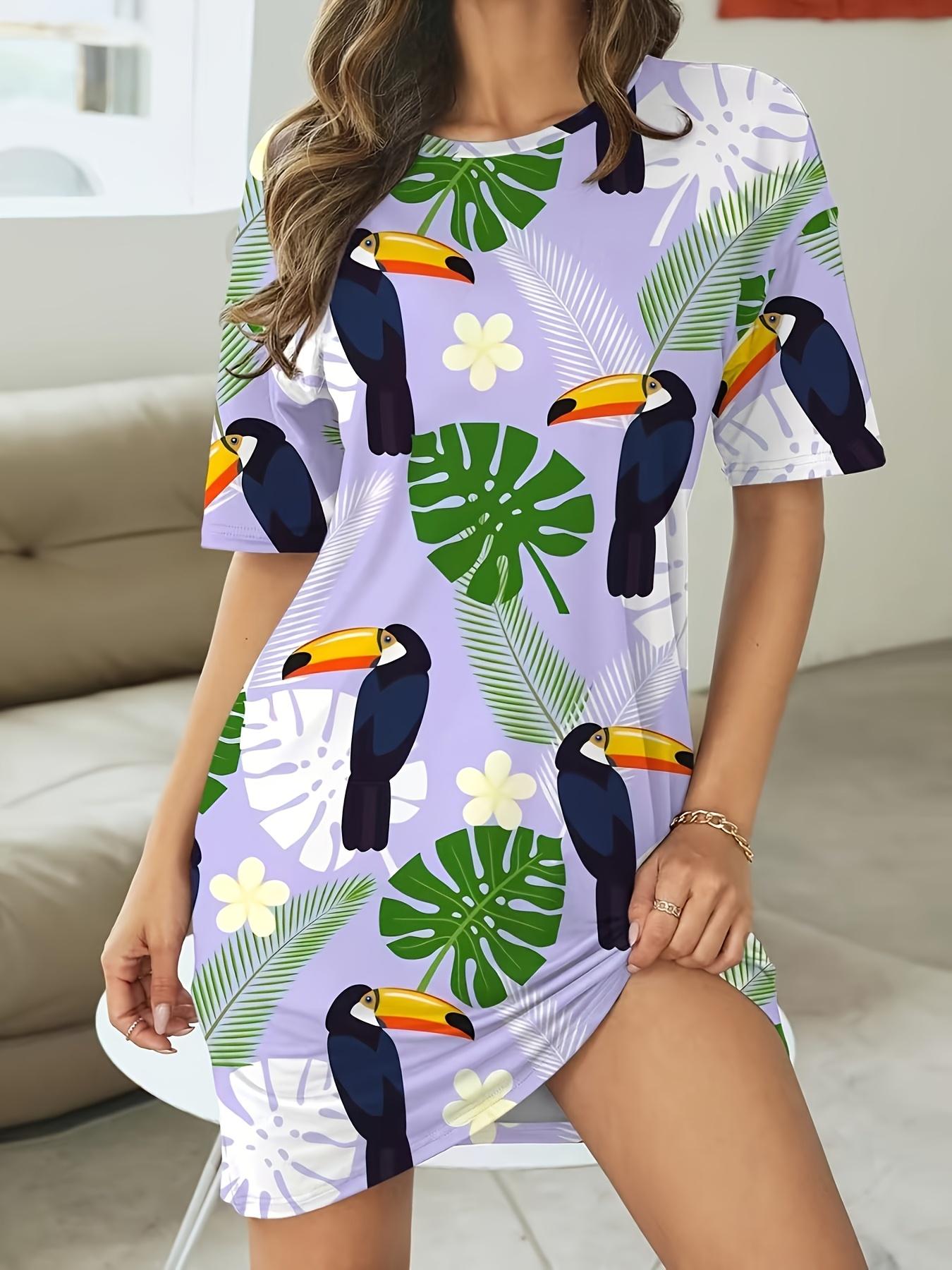 

The Dress Features a Full-body Print of Tropical Birds. Hummingbirds. and Plant Motifs Like Palm Leaves. Making It Ideal for Summer Leisure and Beach 5XL дубильна кора