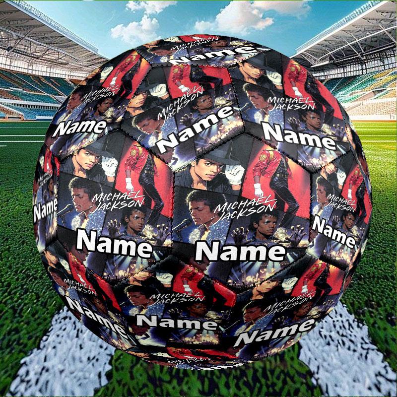 Custom Name Personalized Michael Jackson Print Size 5 Soccer Ball Training & Match Football, for Team, Kicking, Gift for Football Enthusiasts