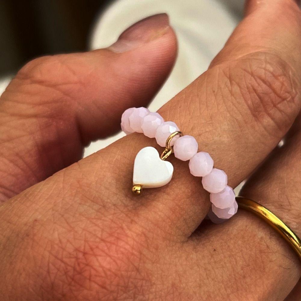 Elastic Cord Sweet Creative String of Beads Premium Sense Round Bead Rings Women Jewelry Gift
