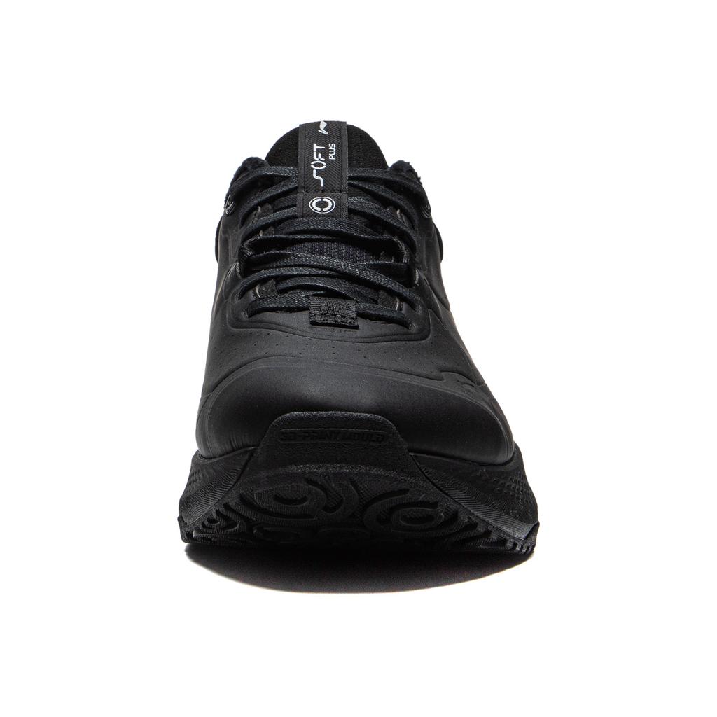Li-Ning Soft Plus Fleece Comfortable Simple Fleece Lined Non-Slip Wear-Resistant Low-Top Casual Shoes Men sneaker Black AGLU097-1