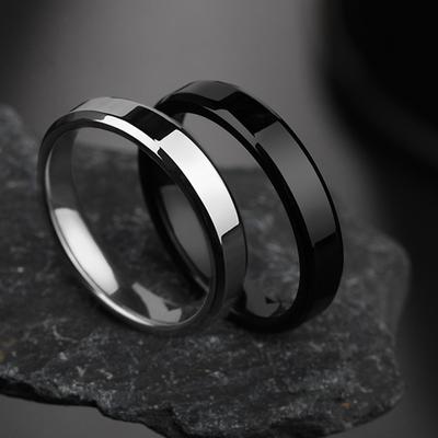 4mm Simple Smooth Women Rings Black Stainless Steel Men Rings Birthday Gifts