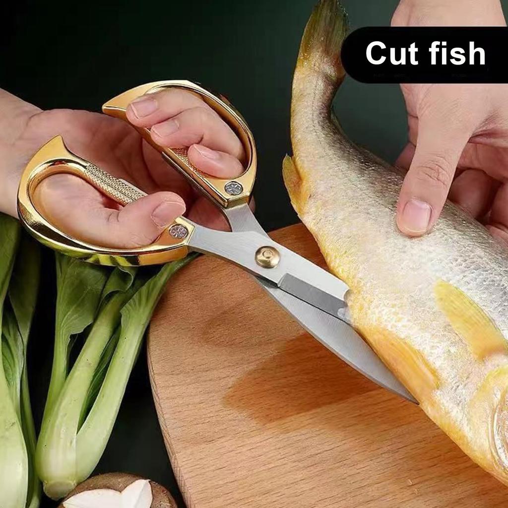 Kitchen Scissors Stainless Steel Powerful Chicken Bone Scissors Multifunctional Fish Cutter Dedicated Household Food Scissors