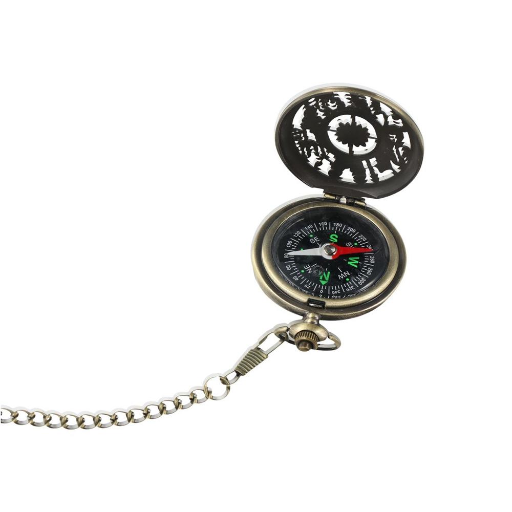 Retro Tourism Hiking Camping with Hanging Chain Portable Compass Pocket Watch Compass Vintage Bronze Compass Outdoor Navigation