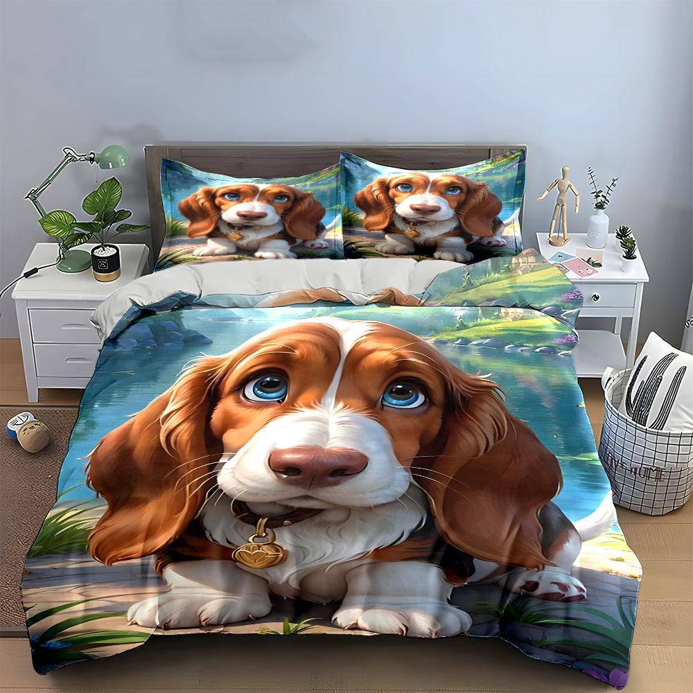 Adorable Puppy by Scenic Lake Bedding Duvet Cover Set  (1*Duvet Cover 2*Pillowcases, without duvet insert)