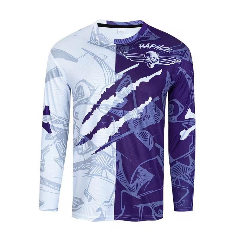 Sporty Graphic Long Sleeve T-Shirt with Skull & Wings, Perfect for Active Lifestyles