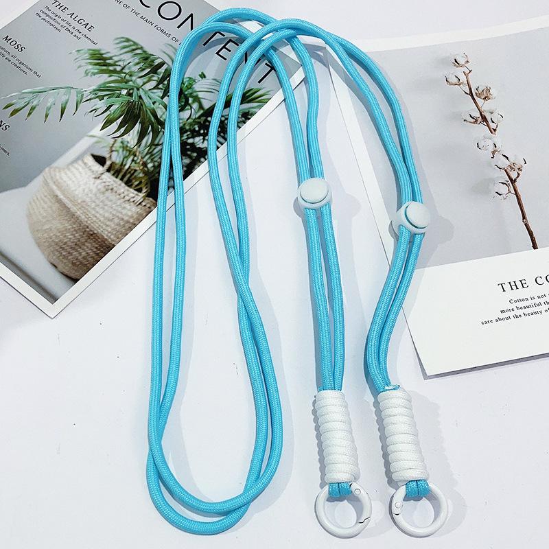 Adjustable Color-Block Crossbody Phone Strap with Clip & Chain