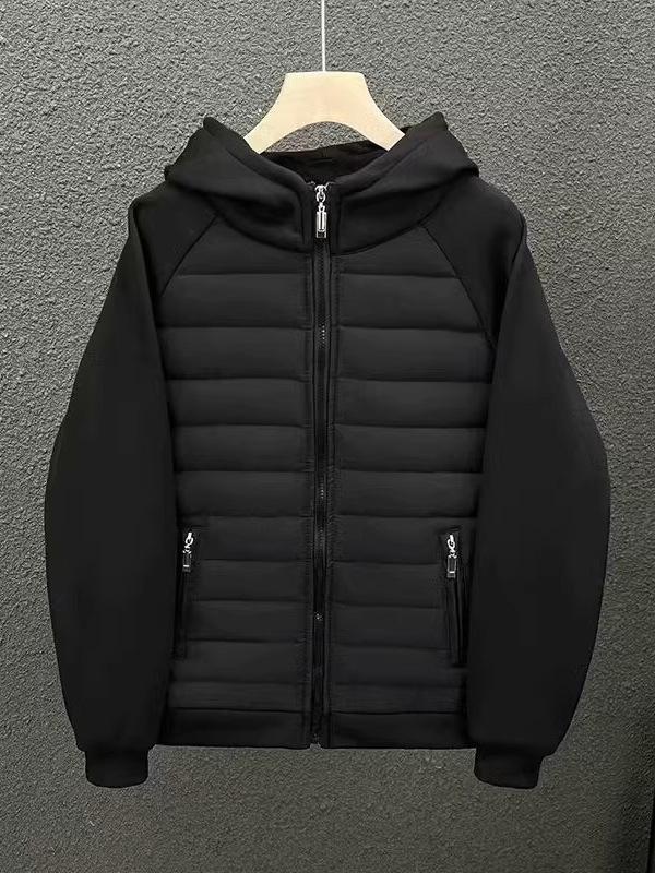 Men's Trendy Hooded Patchwork Jacket - Fleece-Lined, Lightweight, Autumn/Winter 2024 Arrival