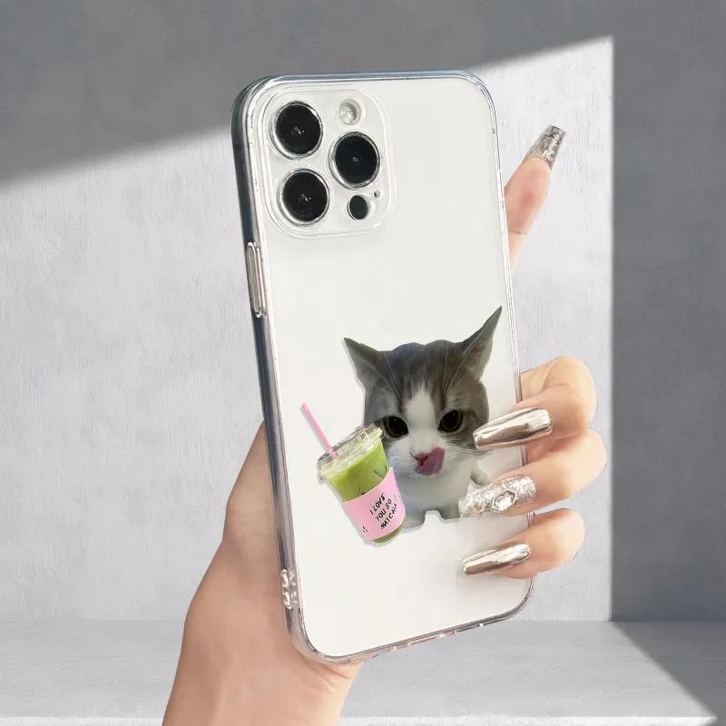 Cute Cat Phone Case For iPhone 17 17E 16E 16 15 11 12 14 13 Pro Max Plus 17Air Shockproof Transparent Cover Shell Fundas