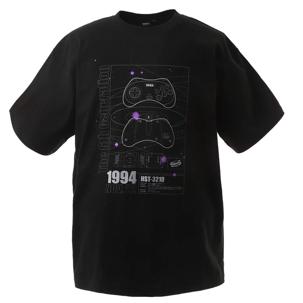 Sega 60th Anniversary Black Small Licensed Graft Gaming Life T-Shirt (Sega Saturn) - [Officially Product] GGL017-BLK-S