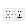 White UK Plug 13A with USB Panel UK Socket Panel, International Universal USB Mobile Phone Charging Socket, with LED Light