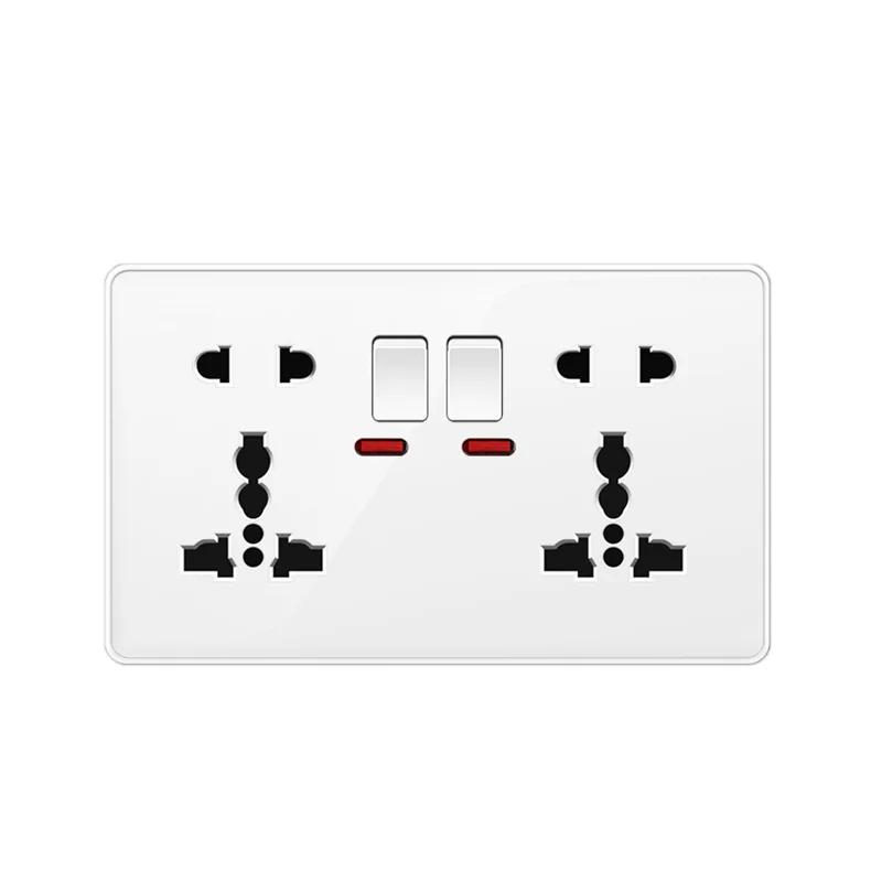 White UK Plug 13A with USB Panel UK Socket Panel, International Universal USB Mobile Phone Charging Socket, with LED Light