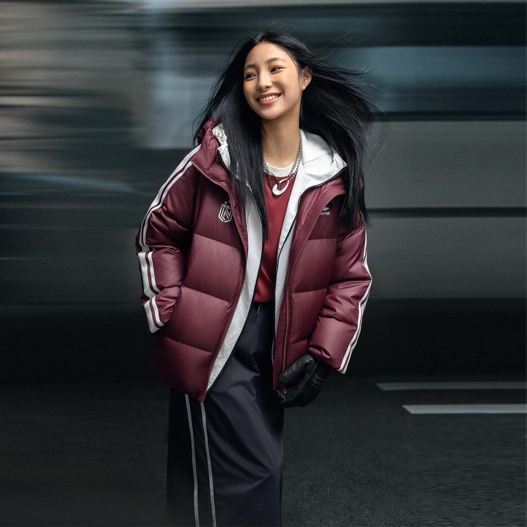 Li Ning Sports Lifestyle Series Windproof Water-Repellent Logo Stitched Loose Down Jacket Unisex Outerwear AYMV519-3