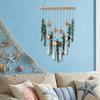 Bohemian Artificial Plants Hanging Tapestry, Handmade Tapestry with Wooden Beads Chips, Living Room Bedroom Wall Art Decoration