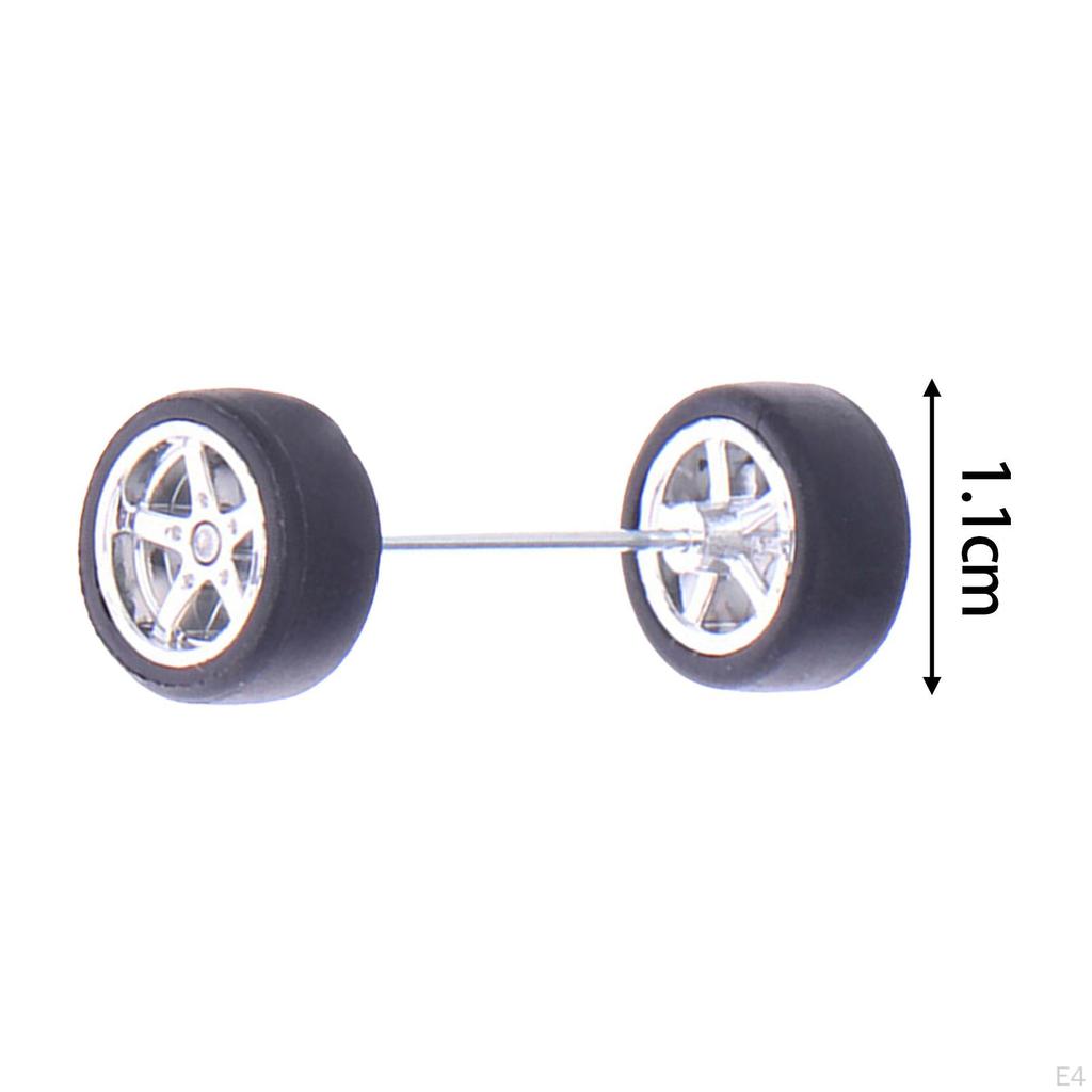 1/64 Scale Alloy Wheels And Tires Set for RC Car Models with Rims
