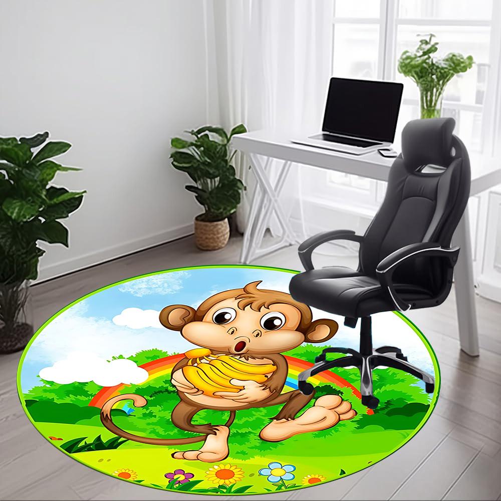 1pc Monkey BananasChair Carpet for Office, Indoor Non-Slip Washable Polyester Fiber Carpet, Mat For Office, Machine Washable
