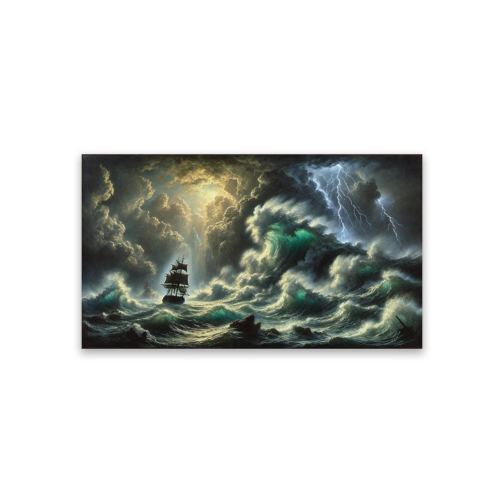 Vintage Large Size Painting Shipwreck Art Ocean Storm Shipwreck Art Print Poster Living Room Wall Canvas Painting Gallery Decor