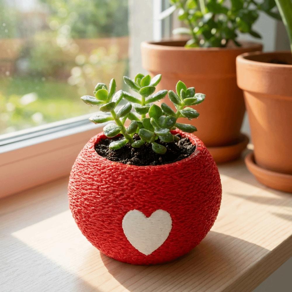 Mini 3D Printed Plant Pot Heart Pattern Eco-Friendly Planter Mini Succulent Pots  Office