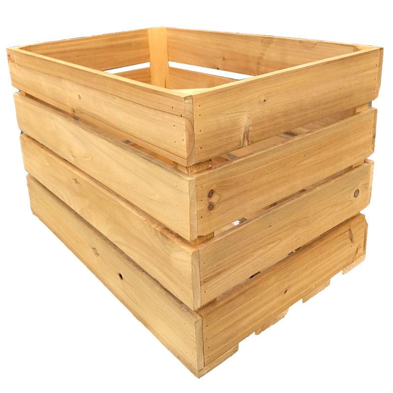 Reinforced Solid Wood Retro Storage Crate for Display and Storage