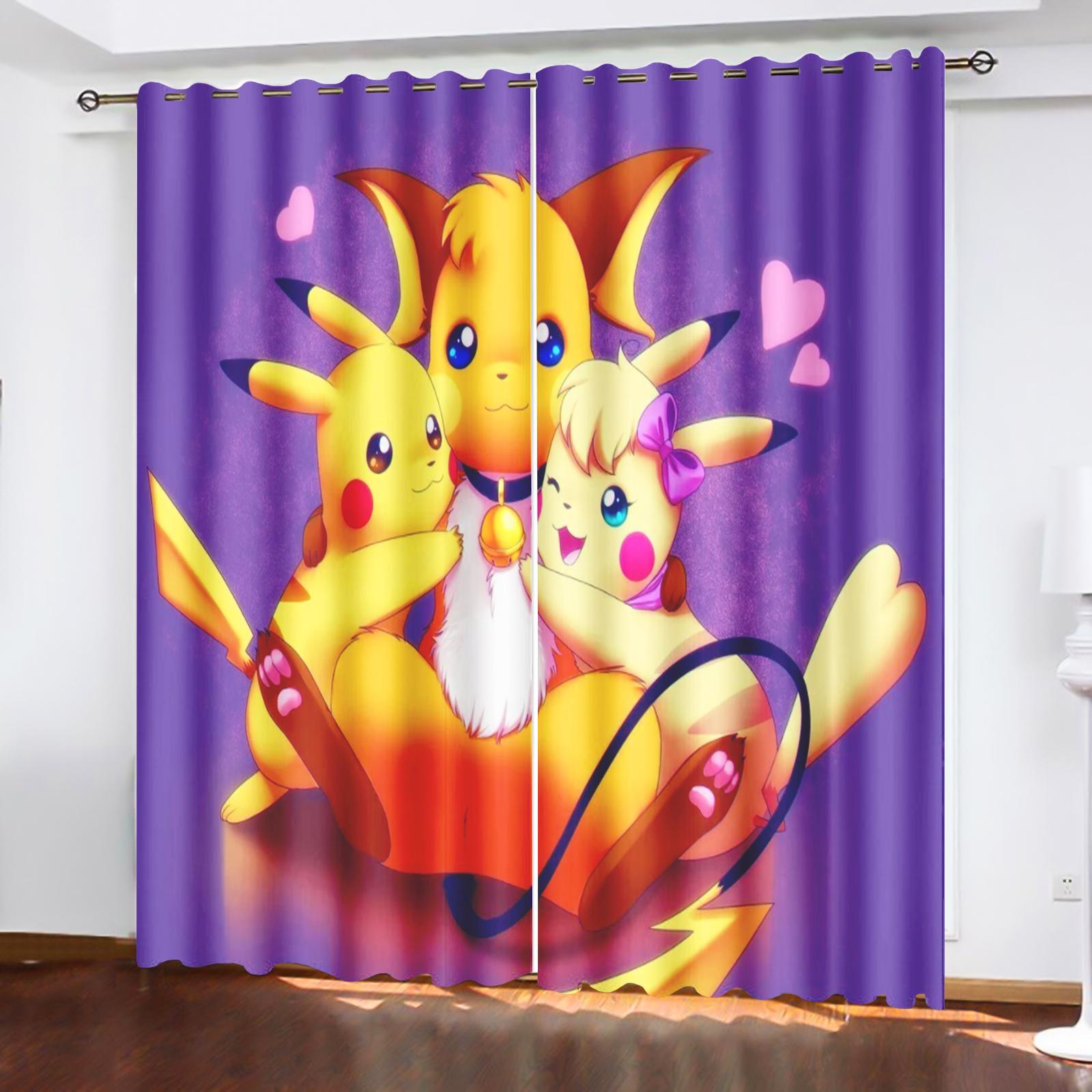 

Декоративные шторы для дома PokéMon для гостиной Гостиная Спальня Блэкаут шторы Мультяшные Милые Пыленепроницаемые Драпировки 100x140cm&Grommet Top