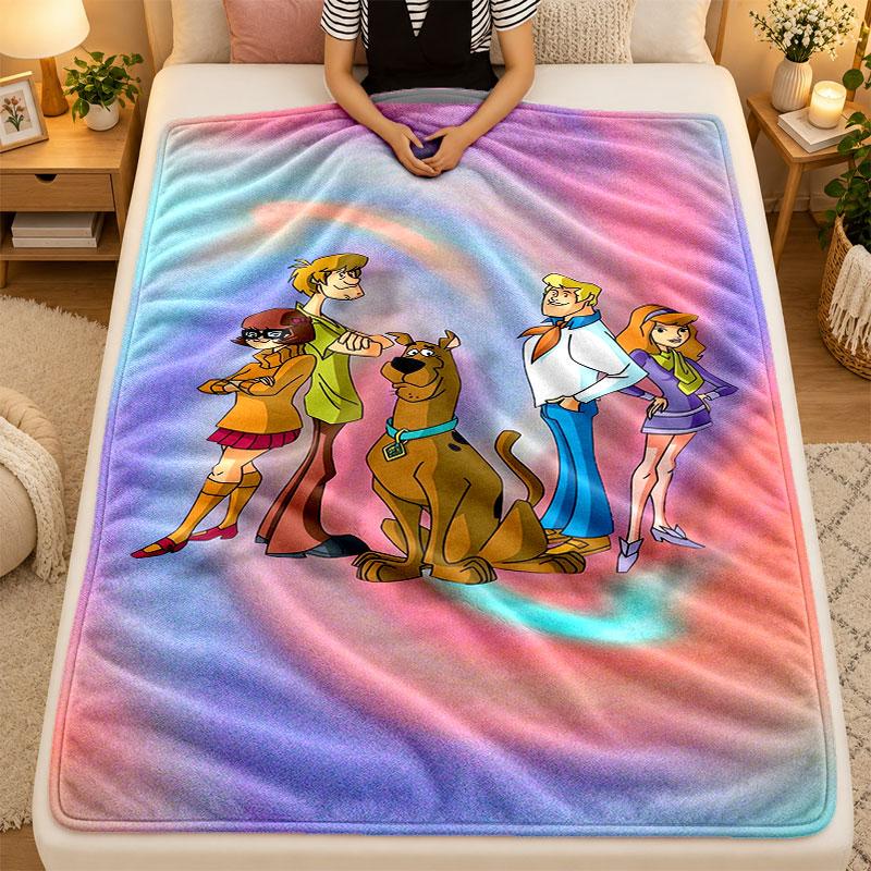 Flannel BlanketScooby-Doo Warm Soft Throw Blanket for Indoor Sofa Bed Living Room Use