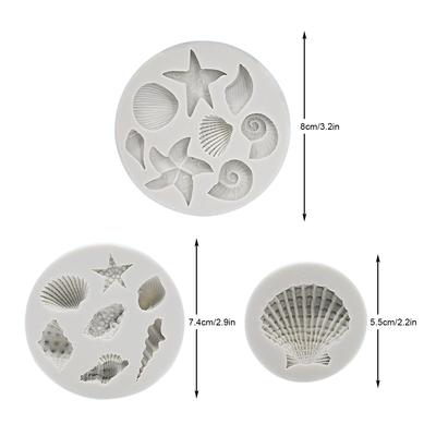 Námořní téma Silikonová fondánová čokoládová forma na ledový dort - Dekorace na cupcake - Hrošík mořský, Mořské řasy, Mořská ryba, Krab, Korál, Mušle