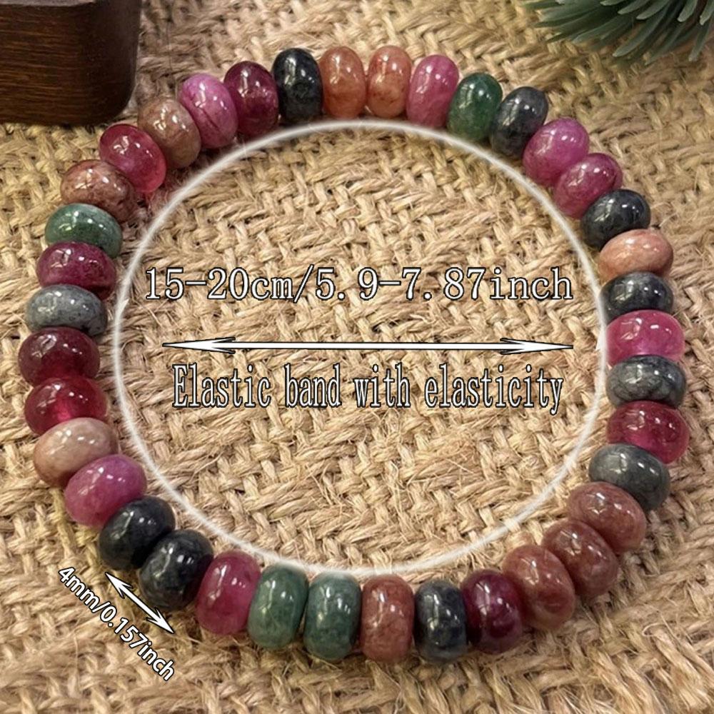 Mehrfarbiges Turmalin-Armband Natürlicher Regenbogen-Turmalin Handgefertigte Perlen Stein der Liebe Wassermelonen-Turmalin-Armband Weihnachtsgeschenk