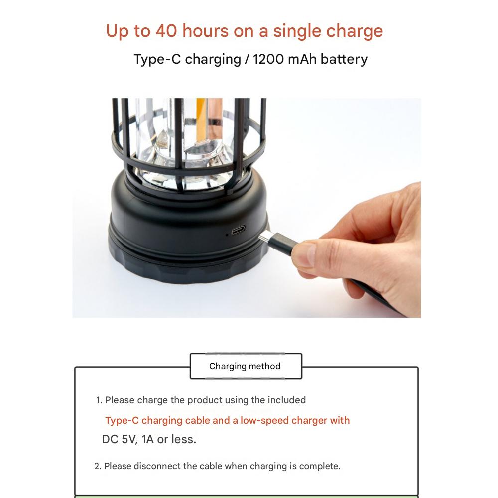 Hanging Rechargeable LED Camping Lantern, (Black)