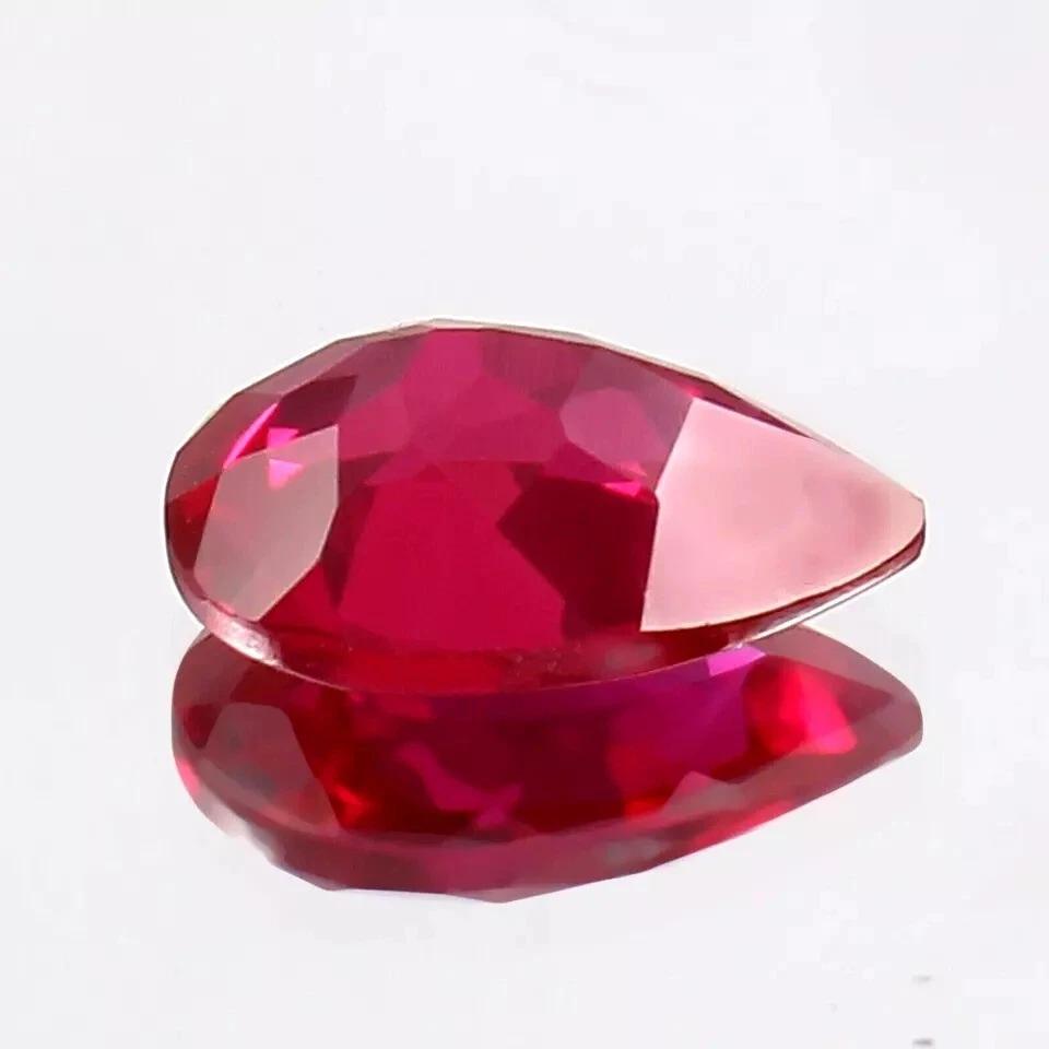6-8 Ct Natural Burma Red Ruby Pear Cut Beautiful Certified Loose Gemstone